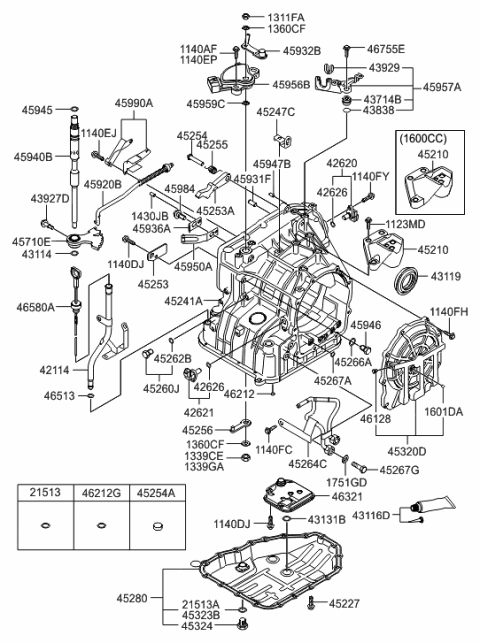 2006 Hyundai Elantra Valve Body Oil Filter Assembly Diagram for 46321-23001