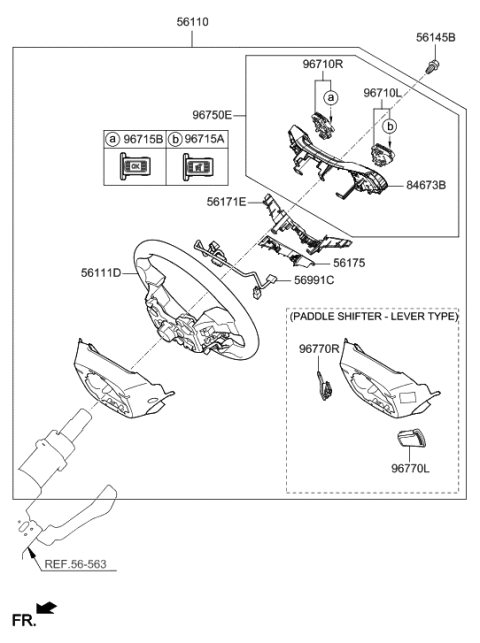 2018 Hyundai Sonata Steering Remote Control Switch Assembly,Left Diagram for 96730-C1210