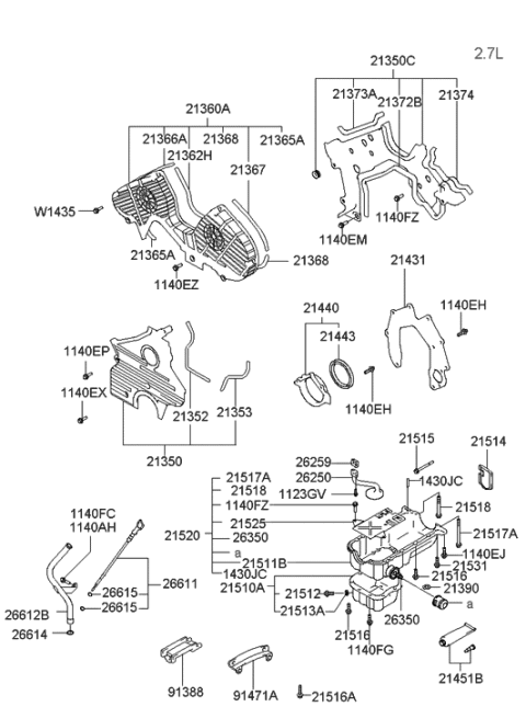 2001 Hyundai Tiburon Gasket-Engine Oil Plug Diagram for 21513-23000
