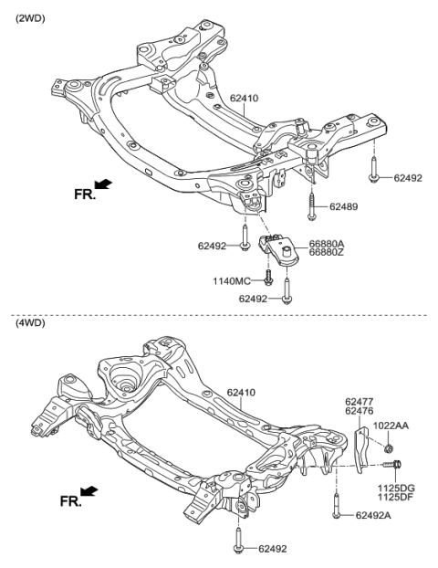 2014 Hyundai Genesis Crossmember Assembly-Front Diagram for 62410-B1500