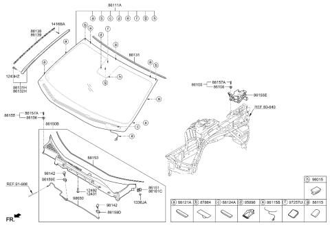 2015 Hyundai Genesis Windsheild Washer Nozzle Assembly Diagram for 98630-3J000
