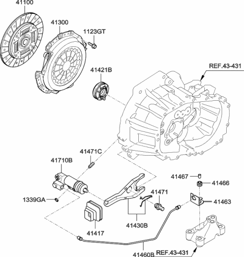 2009 Hyundai Accent Fork Assembly-Release Diagram for 41430-23000