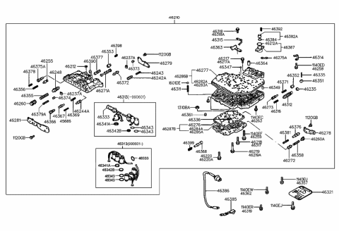 1995 Hyundai Elantra Valve Body Oil Filter Assembly Diagram for 46321-22050