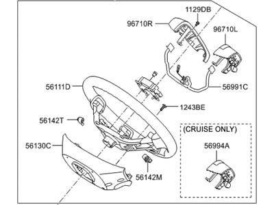 Hyundai 56100-3J540-7RA Steering Wheel Assembly