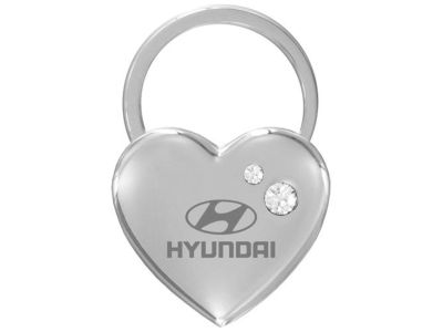 Hyundai Heart shape keychain with 2 clear crystals 00402-20810