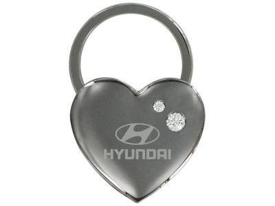 Hyundai Heart shape black nickel keychain w/crystals 00402-20910