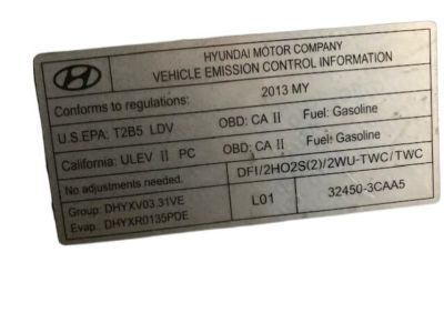 Hyundai 32450-3CAA5 Label-Emission Control