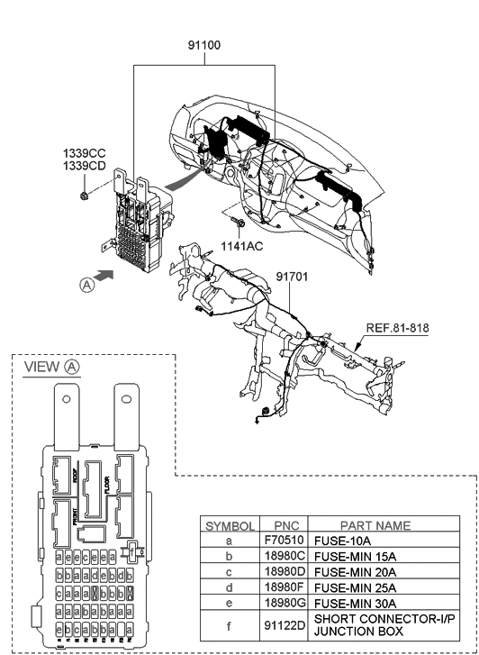 Hyundai 36808-0-1 Short Connector-I/P Junction B