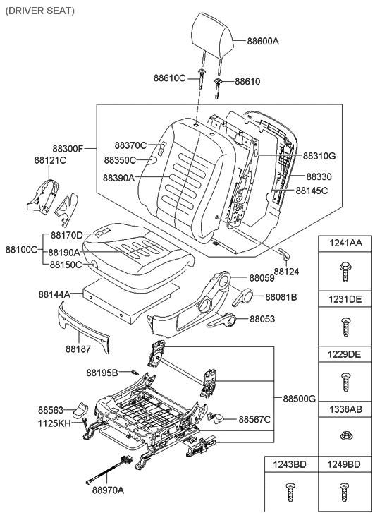 Hyundai 88160-2B050-J9P Front Driver Side Seat Cushion Covering