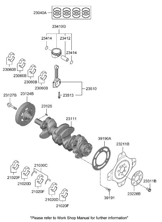 Hyundai 23041-2M721 Piston & Pin & Snap Ring Assembly