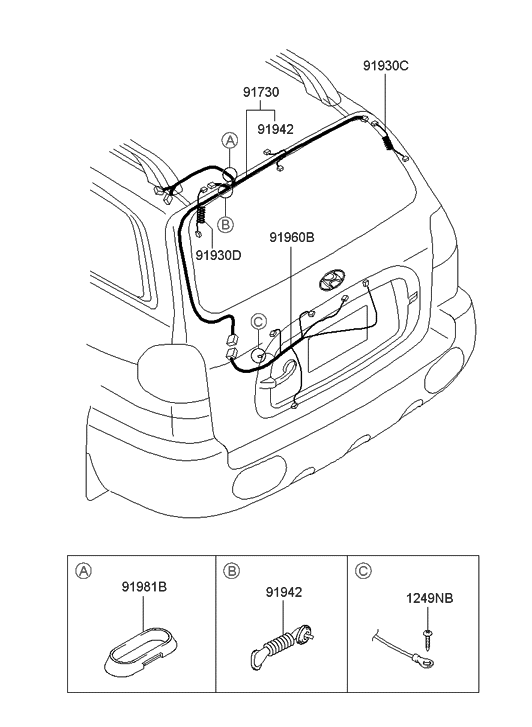 Hyundai 91910-26031 Wiring Assembly-Tail Gate