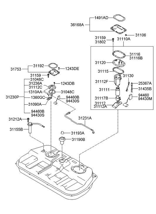 Hyundai 31130-26000 Cable Assembly-Fuel Pump