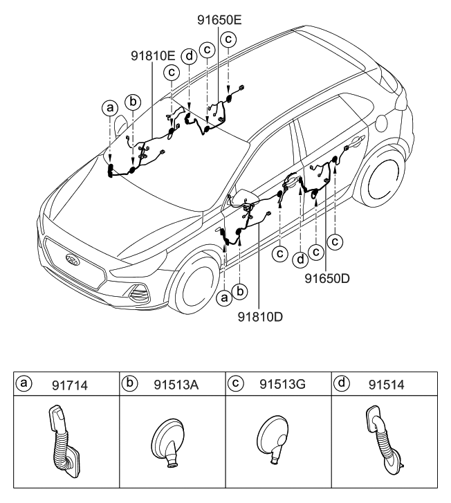 Hyundai 91610-G3190 Wiring Assembly-Front Door(Passenger)