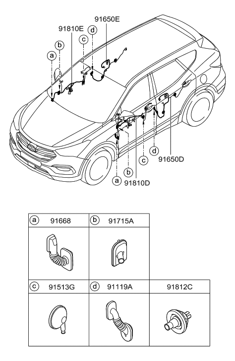 Hyundai 91610-4Z094 Wiring Assembly-Front Door(Passenger)