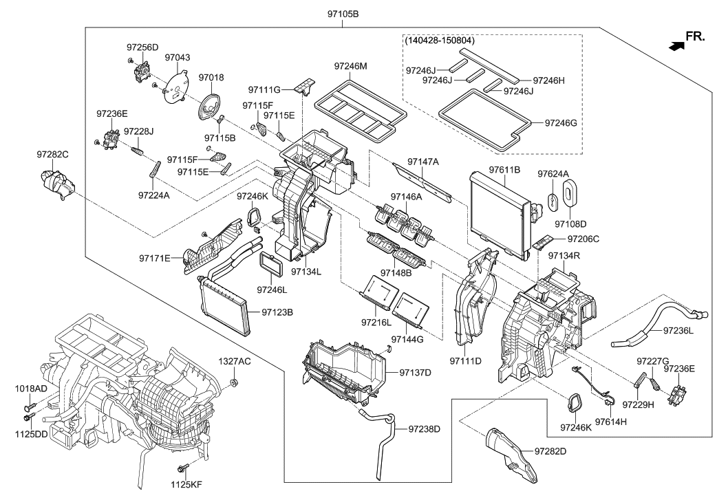 Hyundai 97205-C2010 Heater & Evaporator Assembly