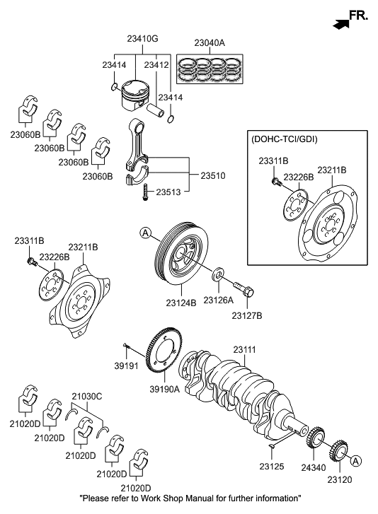 Hyundai 23041-2BCB0 Piston & Pin & Snap Ring Assembly