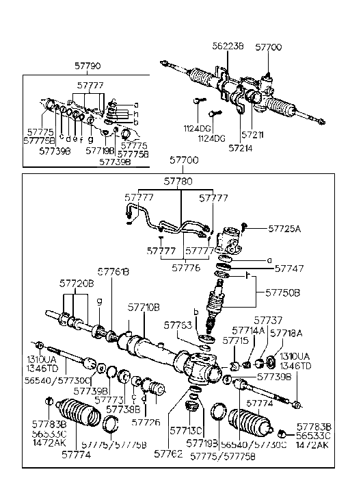 Hyundai 57700-28600 Gear & Linkage Assembly-Power Steering