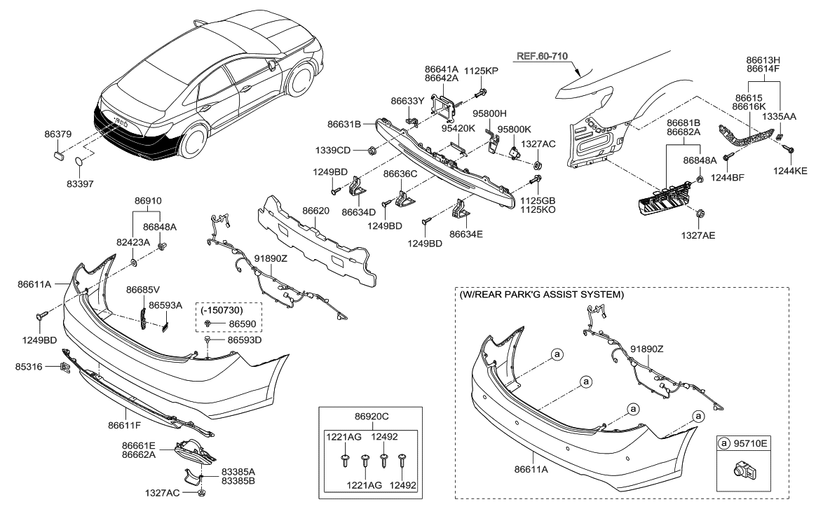 Hyundai 86920-3V000 Clip Assembly-License Plate Mounting