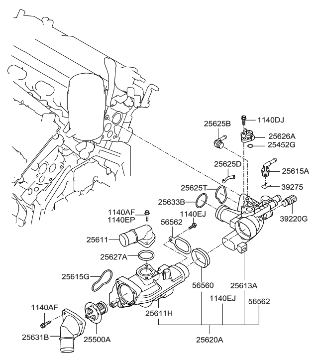 Hyundai 25653-3C200 Gasket-WRTER Outlet Fitting