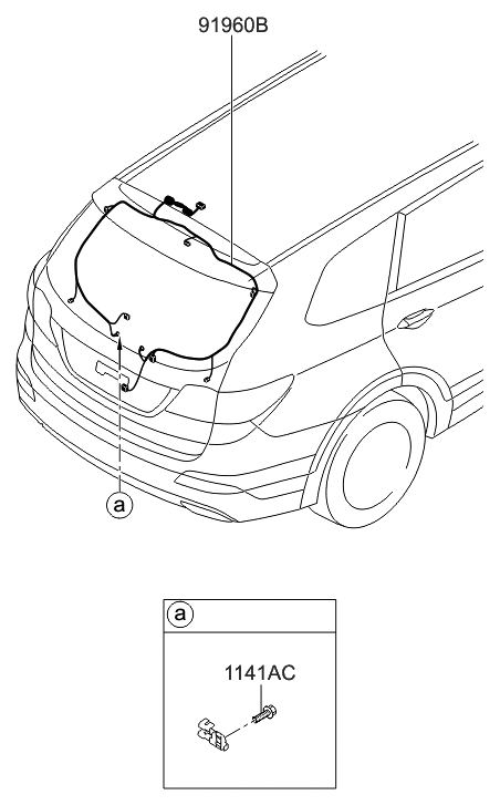 Hyundai 91680-B8030 Wiring Assembly-Tail Gate