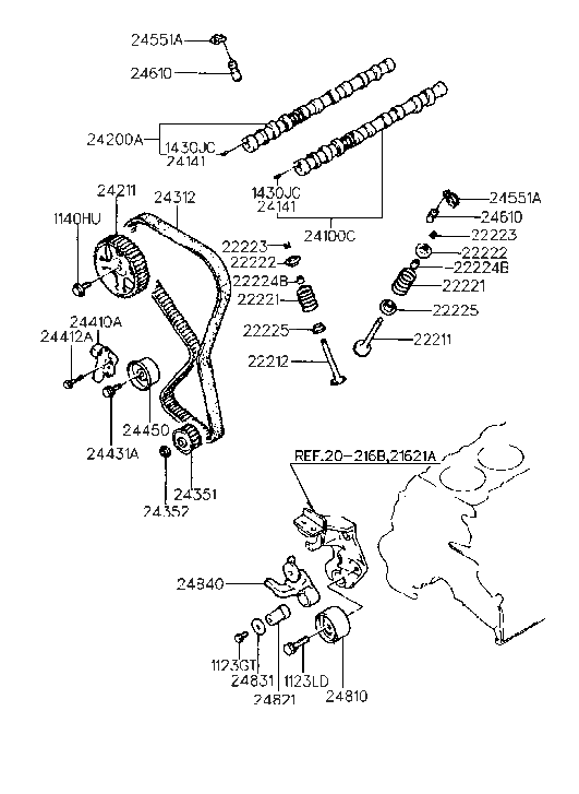Hyundai 24410-33101 Tensioner Assembly-Valve Timing Belt