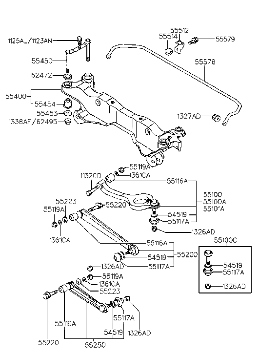 Hyundai 55130-34A00 Ball Joint Kit-Rear Suspension Arm