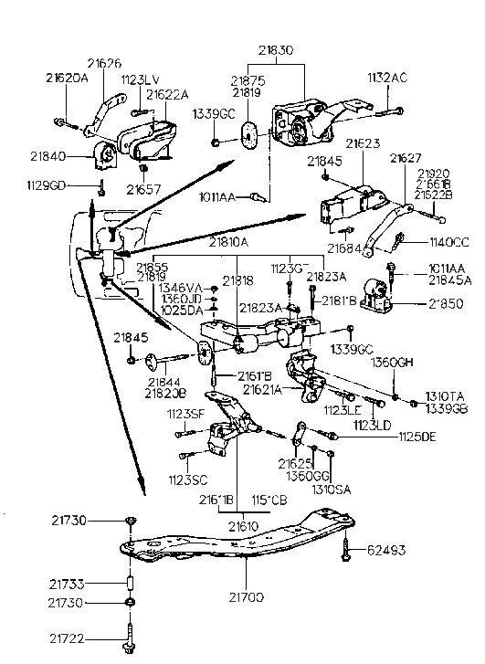 Hyundai 21810-34221 Engine Mounting Bracket Assembly