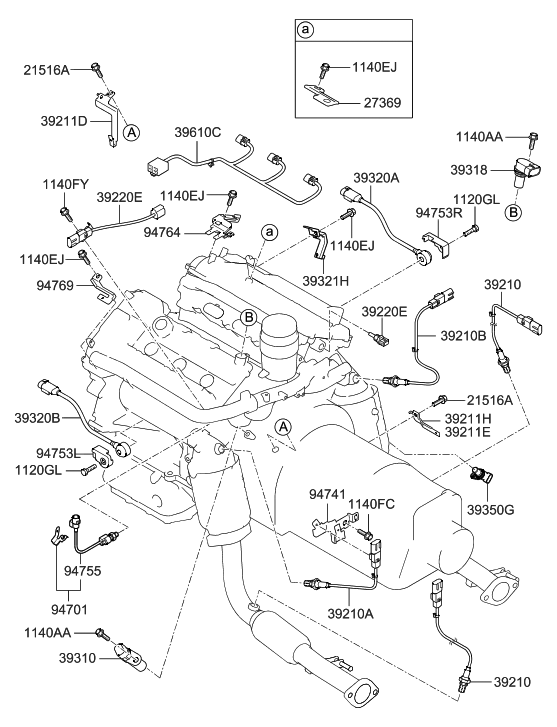 Hyundai 94753-3C220 Cover Assembly-Knock Sensor,RH