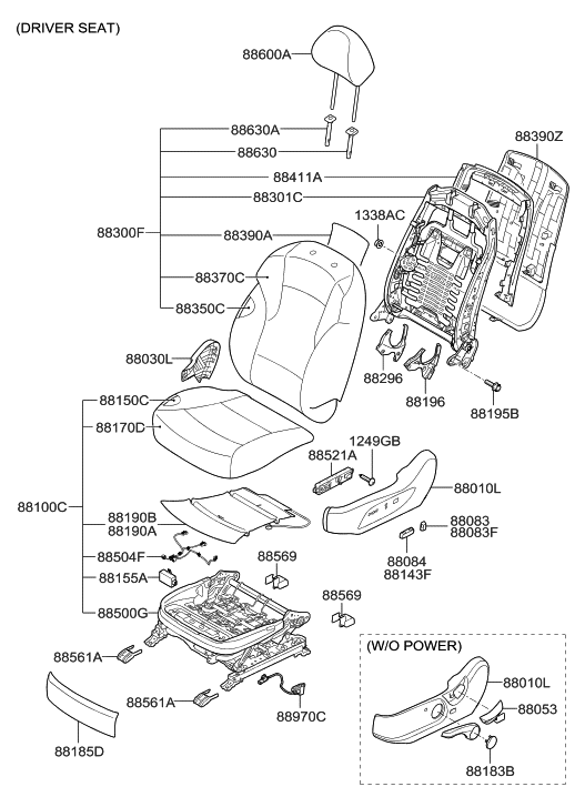 Hyundai 88360-3Q180-RYF Front Driver Side Seat Back Covering