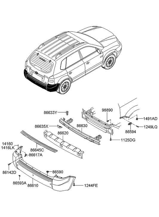 Hyundai 86617-2E000 Bracket-Rear Bumper Side