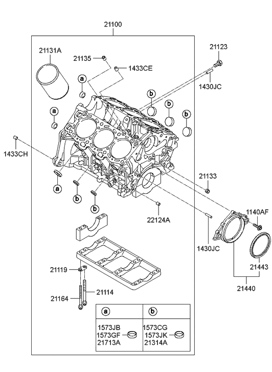 Hyundai 21110-23752 Block Sub Assembly-Cylinder