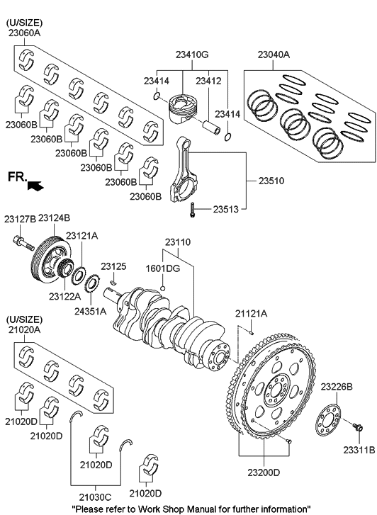 Hyundai 23041-3CZP0 Piston & Pin & Snap Ring Assembly