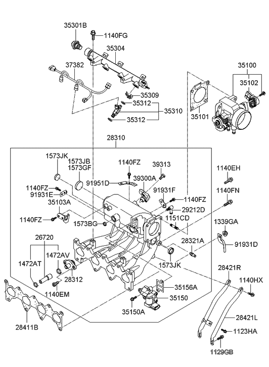 Hyundai 35103-26800 Bracket Kit-Accelerator Cable