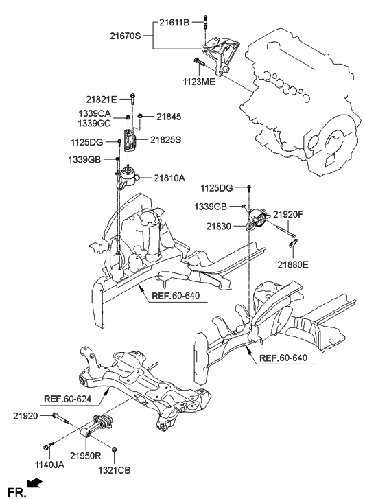 Hyundai 21810-2V000 Engine Mounting Bracket Assembly