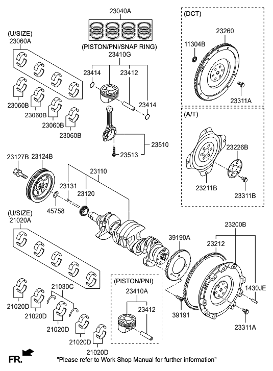 Hyundai 23041-2BAC0 Piston & Pin & Snap Ring Assembly