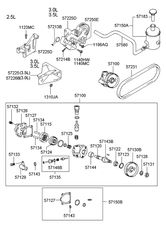 Hyundai 57126-39000 Cover Assembly-Power Steering Oil Pump
