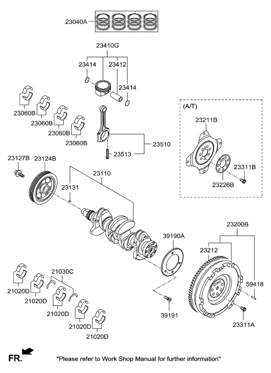 Hyundai 23041-2BAB1 Piston & Pin & Snap Ring Assembly