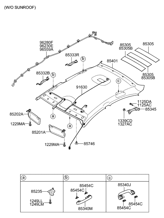 Hyundai 85202-4R022-YDA Sun Visor Assembly, Right