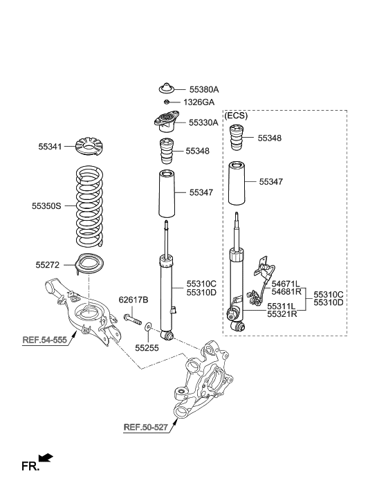 Hyundai 55311-B1970 Rear Left-Hand Shock Absorber Assembly