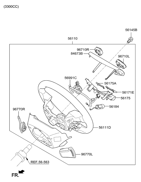 Hyundai 56110-B1AY0-RRY Steering Wheel Assembly