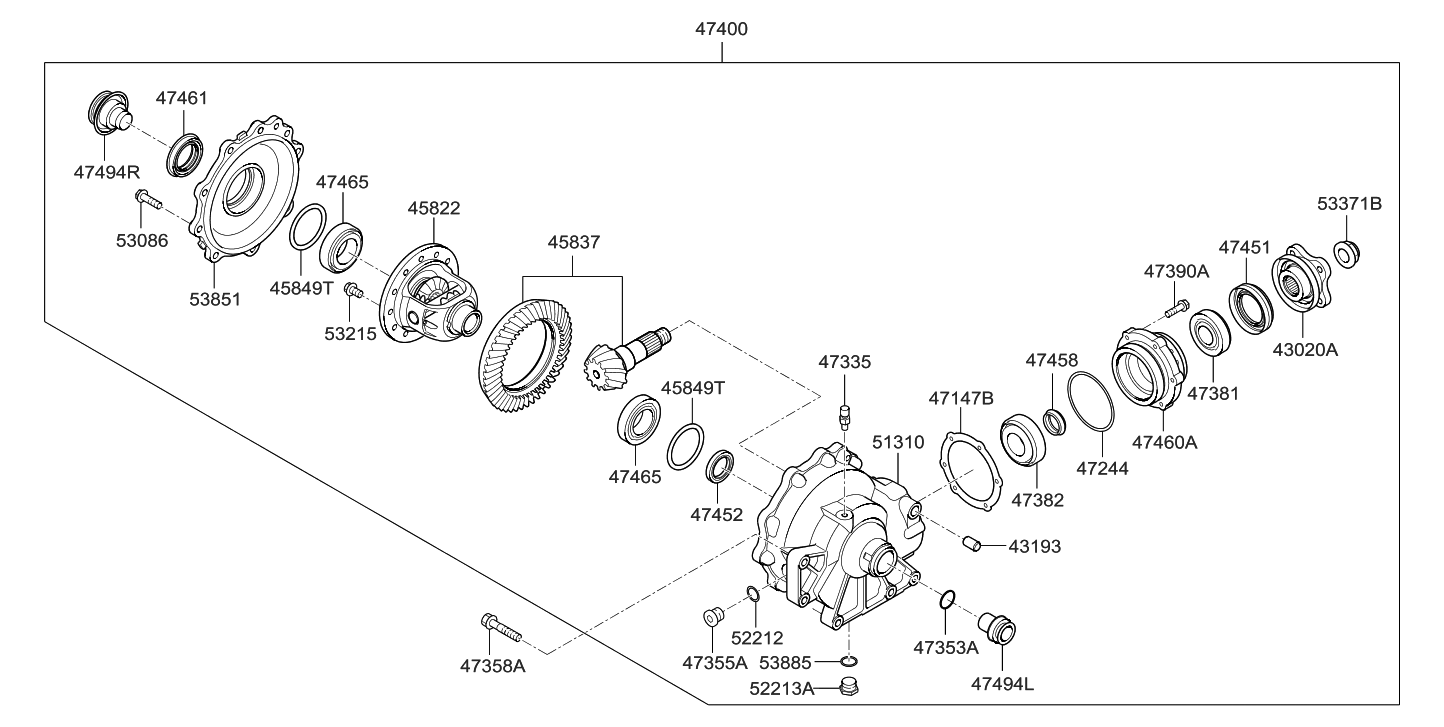 Hyundai 47430-47000 Gear Set-Differential