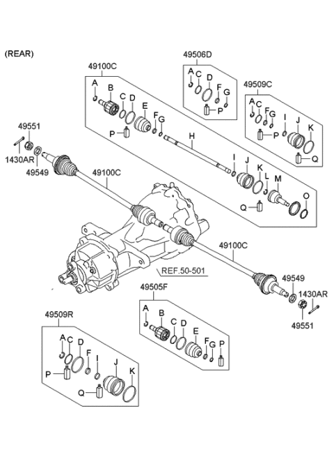 2006 Hyundai Santa Fe Shaft Assembly-Drive Rear Diagram for 49600-2B010