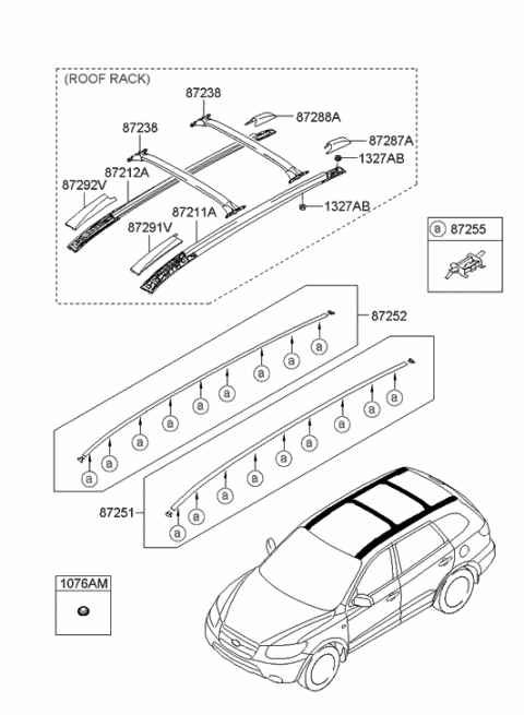 2006 Hyundai Santa Fe Rack Assembly-Roof RH Diagram for 87280-2B100-2J