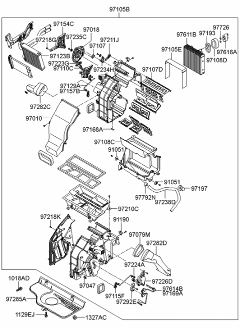 2006 Hyundai Santa Fe Heater System-Heater & Blower Diagram 1