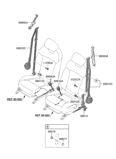 2022 Hyundai Santa Cruz Front Seat Belt Diagram