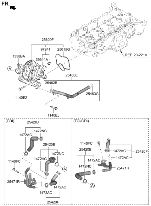 2023 Hyundai Santa Cruz Coolant Pipe & Hose Diagram