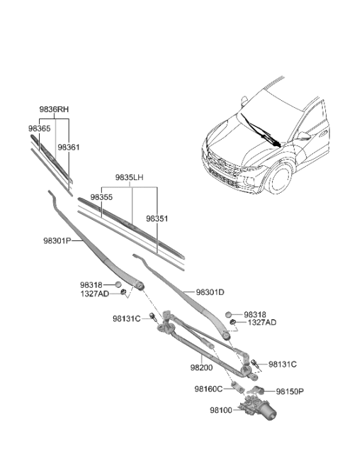 2023 Hyundai Santa Cruz Windshield Wiper Diagram