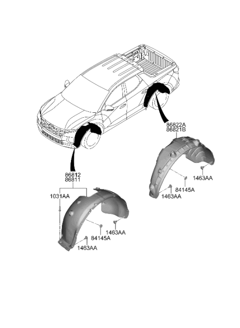 2023 Hyundai Santa Cruz Wheel Gaurd Diagram