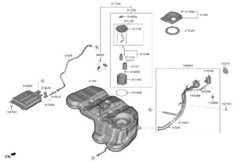 2022 Hyundai Santa Cruz FILLER NECK & HOSE ASSY Diagram for 31030-K5000