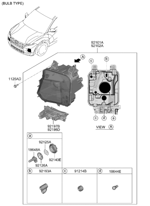 2023 Hyundai Santa Cruz LAMP ASSY-HEAD,RH Diagram for 92102-K5110